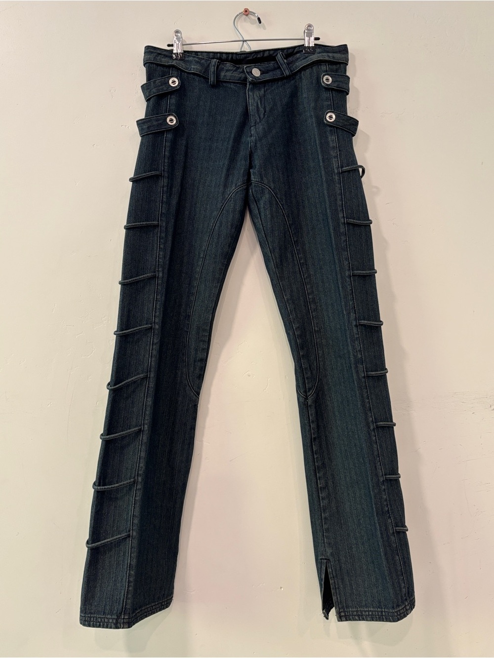 Vintage Y2K Oakley Software Ladder Strap Low Rise Cyberpunk Gorpcore Jeans Sz 6
